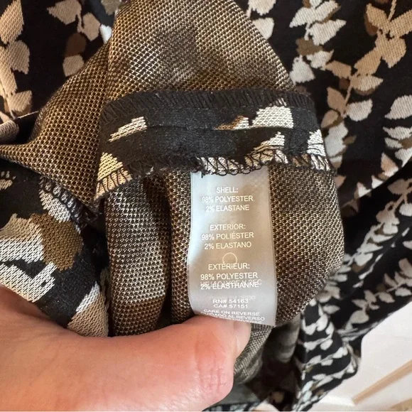 Elegant Black Cream Tommy Hilfiger size 12 Leaf Print Dress casual - Picture 7 of 7